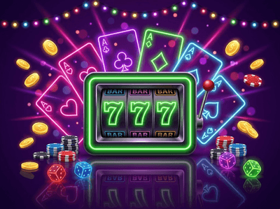 Premium online casino gaming interface with slots and gold coins